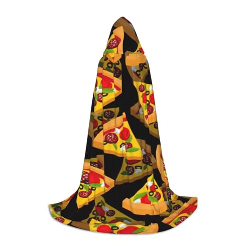 GXUNGT Stylischer Umhang mit Kapuze, Pizza-Druck, perfekt für Halloween und Cosplay, weicher Umhang von GXUNGT