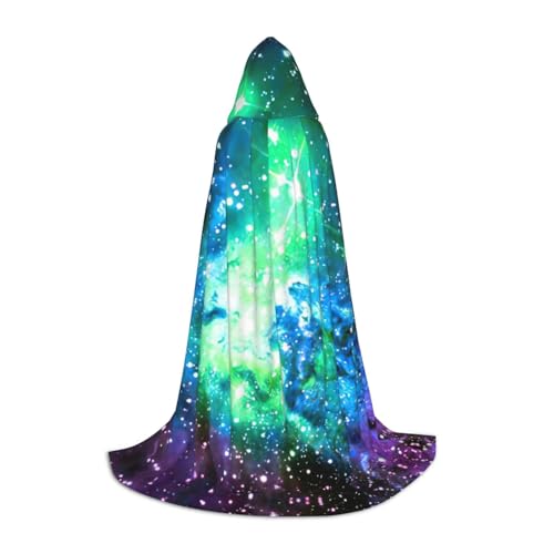 Stilvoller Kapuzenumhang mit Galaxie-Druck, perfekt für Halloween und Cosplay, weicher Umhang von GXUNGT