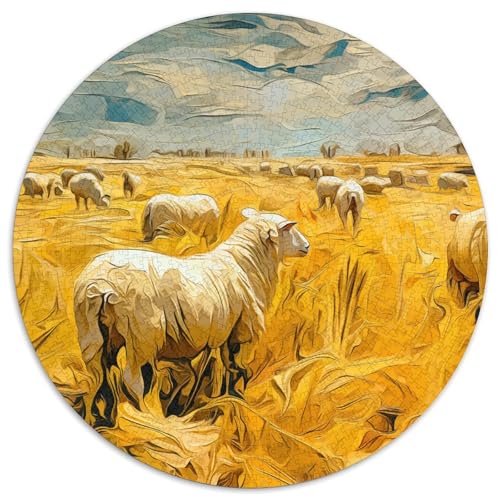 Abstrakte Kunst, Schaf Puzzle 1000 Teile Wiese Ranch Rundes Puzzle Für Erwachsene Pädagogisches Stressabbau-Spielzeug Für Erwachsene 14+ 1000pcs (67.5x67.5cm) von GXYUAOIEF