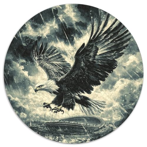 Adler Puzzle 1000 Teile Dunkle Wolken und Blitz Rundes Puzzle Für Erwachsene Pädagogisches Stressabbau-Spielzeug Für Wand Dekoration 1000pcs (67.5x67.5cm) von GXYUAOIEF