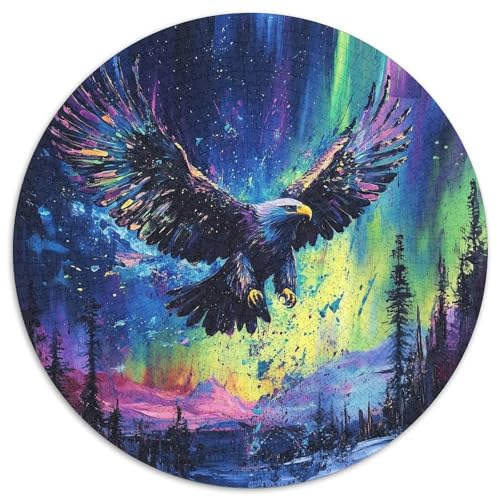 Adler Puzzle 1000 Teile Nachthimmel Tannenwald Rundes Puzzle Für Erwachsene Anspruchsvoll Für Erwachsene Kinder 1000pcs (67.5x67.5cm) von GXYUAOIEF