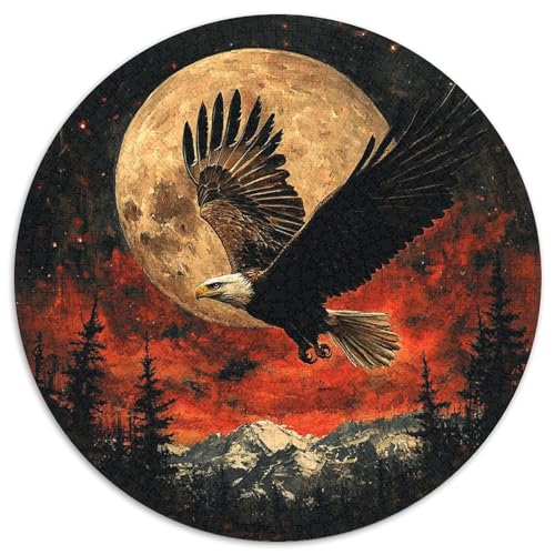 Adler Puzzle 1000 Teile Vollmond Nachthimmel Rundes Puzzle Für Erwachsene Stress Abbauen Familien-Puzzlespiel Für Wand Dekoration 1000pcs (67.5x67.5cm) von GXYUAOIEF