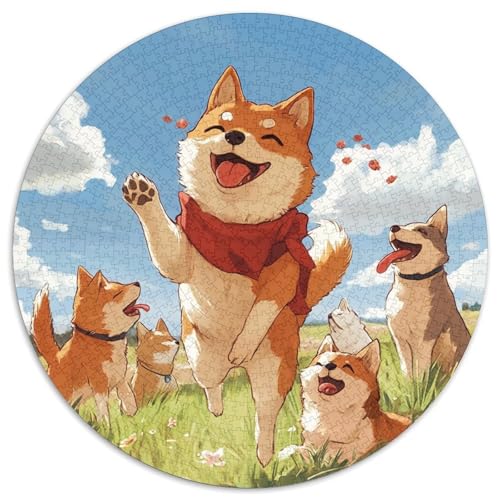 Akita Hund Puzzle 1000 Teile Tier Rundes Puzzle Für Erwachsene Pädagogisches Stressabbau-Spielzeug Für Erwachsene Und Kinder 1000pcs (67.5x67.5cm) von GXYUAOIEF