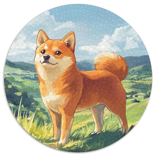 Akita Hund Puzzle 1000 Teile Tier Rural Scenery Rundes Puzzle Für Erwachsene Stress Abbauen Familien-Puzzlespiel Für Erwachsene Kinder 1000pcs (67.5x67.5cm) von GXYUAOIEF