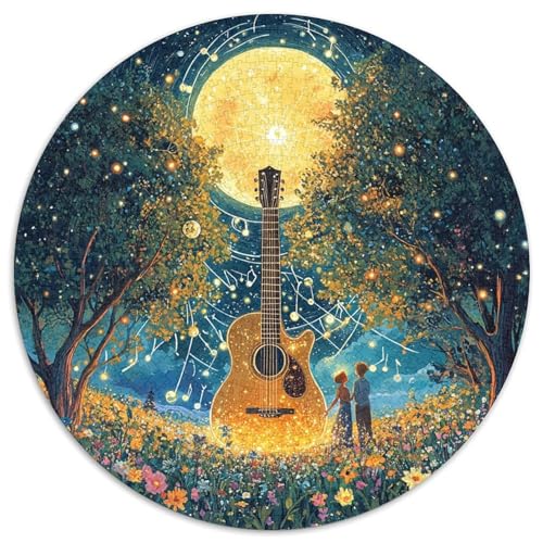 Akustische Gitarre Puzzle 1000 Teile Vollmond Sternenhimmel Rundes Puzzle Für Erwachsene Anspruchsvoll Für Erwachsene Kinder 1000pcs (67.5x67.5cm) von GXYUAOIEF
