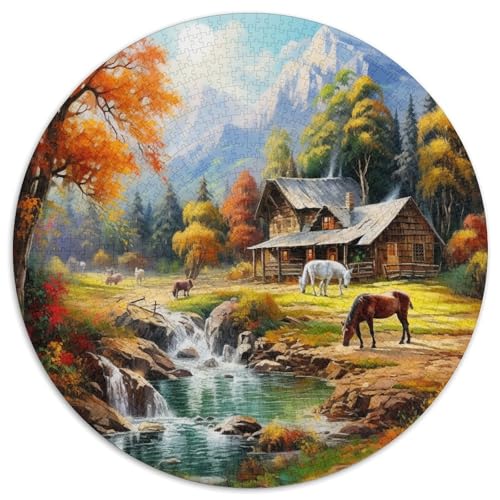 Alpine Ruhe Puzzle 1000 Teile Landschaft Rundes Puzzle Für Erwachsene Schwer Pädagogisches Spielzeug Für Erwachsene Und Kinder 1000pcs (67.5x67.5cm) von GXYUAOIEF