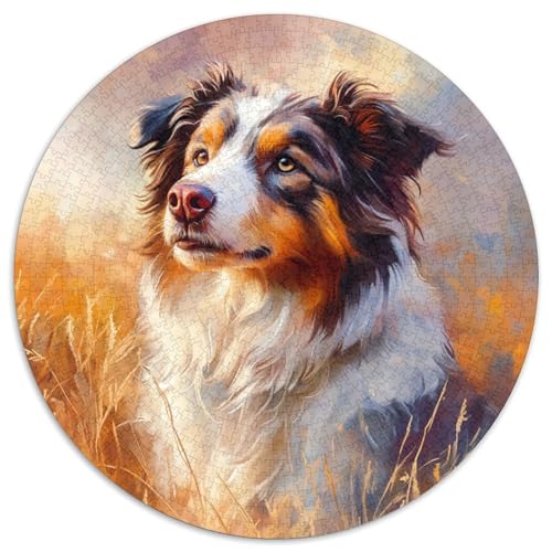 Australianer Schäferhund Puzzle 1000 Teile Tier Rundes Puzzle Für Erwachsene Anspruchsvoll Für Erwachsene Und Kinder 1000pcs (67.5x67.5cm) von GXYUAOIEF