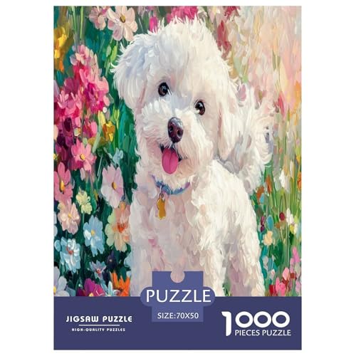 Bichon Frise Puzzle 1000-teilige Schwer Puzzle Spielzeug Pädagogisches Spiel Impossible Herausforderungsspielzeug Für Erwachsene Und Kinder Ab 12 Jahren 70x50cm/1000pcs von GXYUAOIEF