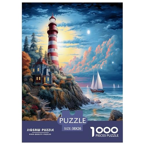 Coastal Leuchtturms Puzzles 1000 Teile Schwer Puzzle Spielzeug Lernspiel Impossible Herausforderung Spielzeug Für Erwachsene Und Kinder Ab 12 Jahren 38x26cm/1000pcs von GXYUAOIEF