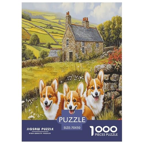 Corgi Puzzle 1000 Teile Schwer Puzzle Spielzeug Pädagogisches Spiel Impossible Herausforderungsspielzeug Für Erwachsene Und Kinder in Bewährter 70x50cm/1000pcs von GXYUAOIEF