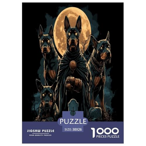 Doberman Puzzle 1000-teilige Schwer Puzzle Spielzeug Lernspiel Impossible Herausforderungsspielzeug Für Erwachsene Und Kinder in Bewährter 38x26cm/1000pcs von GXYUAOIEF