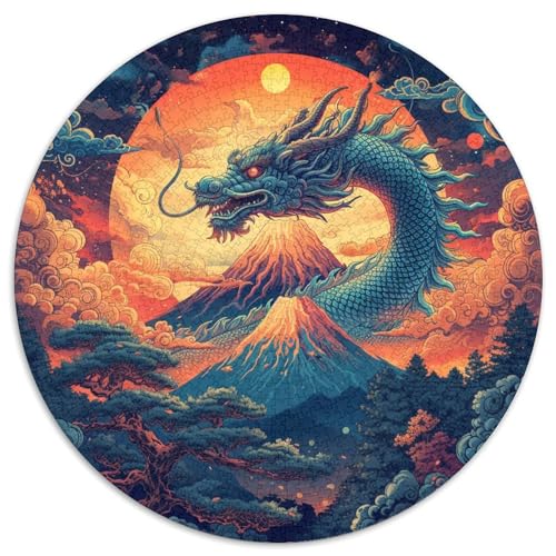 Drache Puzzle 1000 Teile Roter Sonne Rundes Puzzle Für Erwachsene Anspruchsvoll Für Erwachsene Und Kinder 1000pcs (67.5x67.5cm) von GXYUAOIEF
