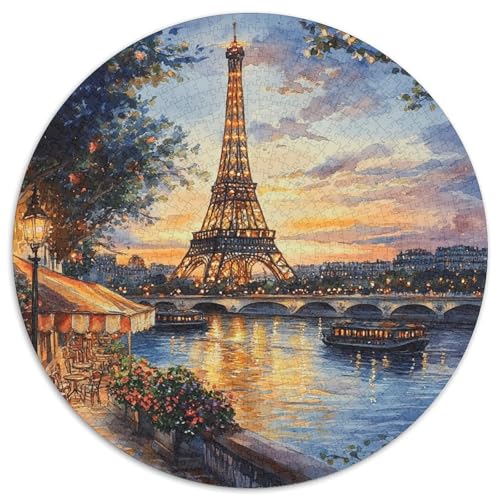 Eiffelturm Puzzle 1000 Teile Flussbrücke Rundes Puzzle Für Erwachsene Stress Abbauen Familien-Puzzlespiel Für Erwachsene 14+ 1000pcs (67.5x67.5cm) von GXYUAOIEF
