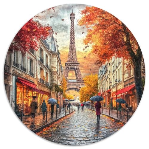 Eiffelturm Puzzle 1000 Teile Herbststraße Rundes Puzzle Für Erwachsene Schwer Pädagogisches Spielzeug Für Erwachsene Und Kinder 1000pcs (67.5x67.5cm) von GXYUAOIEF