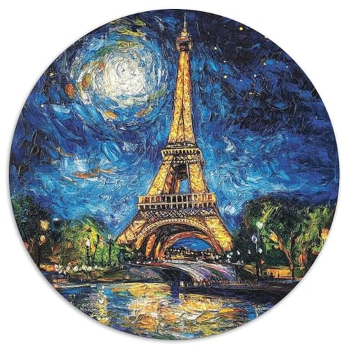 Eiffelturm Puzzle 1000 Teile Nachthimmel Fluss Rundes Puzzle Für Erwachsene Schwer Pädagogisches Spielzeug Für Erwachsene Und Kinder 1000pcs (67.5x67.5cm) von GXYUAOIEF