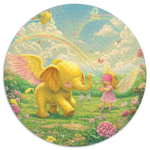 Elefant Puzzle 1000 Teile Rainbow Blumenstraußs Rundes Puzzle Für Erwachsene Anspruchsvoll Für Wand Dekoration 1000pcs (67.5x67.5cm) von GXYUAOIEF