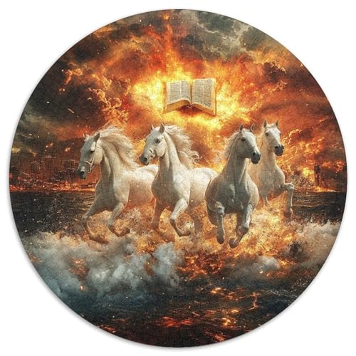 Fine Pferd Puzzle 1000 Teile Flamme Ocean Rundes Puzzle Für Erwachsene Stress Abbauen Familien-Puzzlespiel Für Erwachsene 14+ 1000pcs (67.5x67.5cm) von GXYUAOIEF