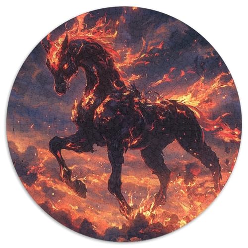Fine Pferd Puzzle 1000 Teile Flamme Sky Rundes Puzzle Für Erwachsene Anspruchsvoll Für Wand Dekoration 1000pcs (67.5x67.5cm) von GXYUAOIEF
