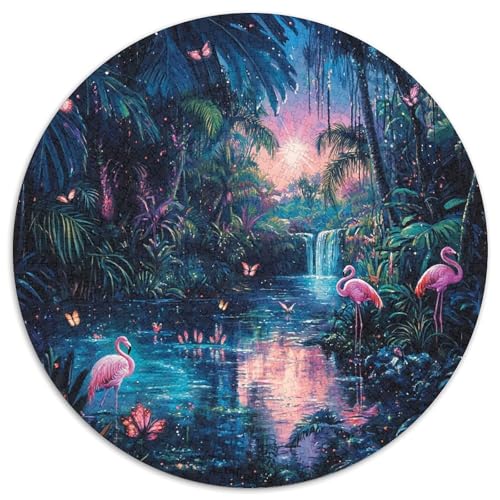 Flamingo Puzzle 1000 Teile Tropischer Regenwald Rundes Puzzle Für Erwachsene Anspruchsvoll Für Wand Dekoration 1000pcs (67.5x67.5cm) von GXYUAOIEF