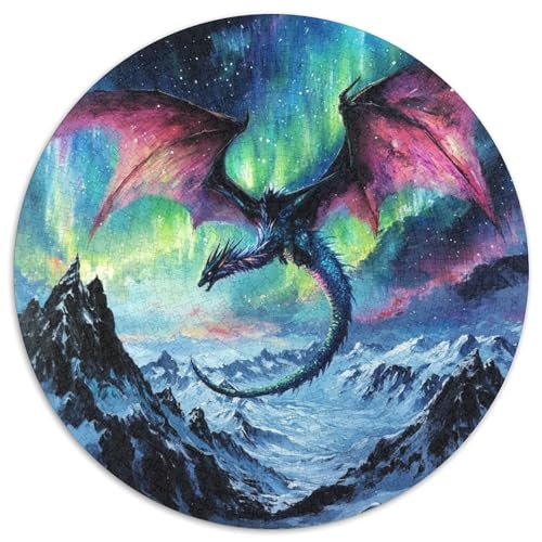 Flying Drache Puzzle 1000 Teile Aurora Schneeberg Rundes Puzzle Für Erwachsene Pädagogisches Stressabbau-Spielzeug Für Erwachsene Kinder 1000pcs (67.5x67.5cm) von GXYUAOIEF