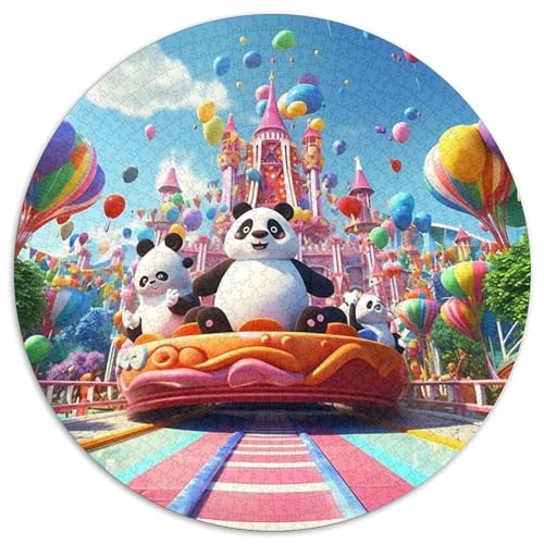 Freizeitparks Puzzle 1000 Teile Panda Schloss Rundes Puzzle Für Erwachsene Pädagogisches Stressabbau-Spielzeug Für Erwachsene Und Kinder 1000pcs (67.5x67.5cm) von GXYUAOIEF