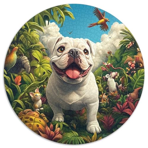 French BULLHund Puzzle 1000 Teile Dschungel Rundes Puzzle Für Erwachsene Stress Abbauen Familien-Puzzlespiel Für Wand Dekoration 1000pcs (67.5x67.5cm) von GXYUAOIEF