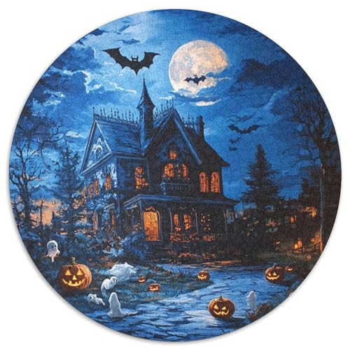 Geisterhaus Puzzle 1000 Teile Halloween Geist Rundes Puzzle Für Erwachsene Pädagogisches Stressabbau-Spielzeug Für Erwachsene Teenager 1000pcs (67.5x67.5cm) von GXYUAOIEF