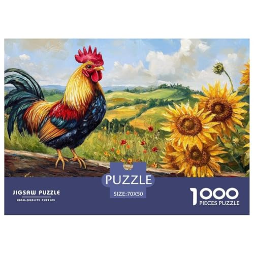 Hahn Puzzle 1000 Teile Sonnenblume Puzzles Stress Abbauen Familien-Puzzlespiel 100% Recycelter Pappe Für Erwachsene Kinder 70x50cm/1000pcs von GXYUAOIEF