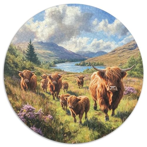 Highland Rinder Puzzle 1000 Teile Talsseen Rundes Puzzle Für Erwachsene Anspruchsvoll Für Erwachsene 14+ 1000pcs (67.5x67.5cm) von GXYUAOIEF