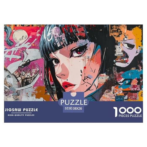 Japanisches Graffiti Puzzle 1000-teilige Junges Mädchen Puzzles EIN Herausforderndes Rätsel 100% Recycelter Pappe Geschenke Für Frauen,Geschenke Für Männer 38x26cm/1000pcs von GXYUAOIEF