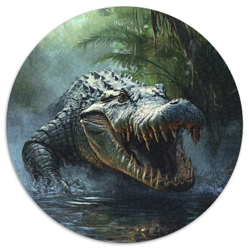 Krokodil Puzzle 1000 Teile Hunde Rundes Puzzle Für Erwachsene Pädagogisches Stressabbau-Spielzeug Für Erwachsene Und Kinder Ab 14 Jahren 1000pcs (67.5x67.5cm) von GXYUAOIEF