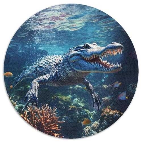 Krokodil Puzzle 1000 Teile Meeresaquarium Organismus Rundes Puzzle Für Erwachsene Stress Abbauen Familien-Puzzlespiel Für Erwachsene Kinder 1000pcs (67.5x67.5cm) von GXYUAOIEF