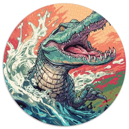 Krokodil Puzzle 1000 Teile Platsch Rundes Puzzle Für Erwachsene Pädagogisches Stressabbau-Spielzeug Für Erwachsene 14+ 1000pcs (67.5x67.5cm) von GXYUAOIEF
