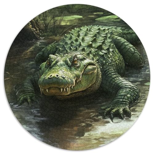 Krokodil Puzzle 1000 Teile Wasser Rundes Puzzle Für Erwachsene Stress Abbauen Familien-Puzzlespiel Für Erwachsene Kinder 1000pcs (67.5x67.5cm) von GXYUAOIEF