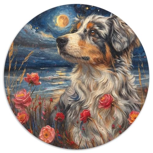 Möchte Border Collie Puzzle 1000 Teile Mondnachtseen Rundes Puzzle Für Erwachsene Pädagogisches Stressabbau-Spielzeug Für Erwachsene Und Kinder 1000pcs (67.5x67.5cm) von GXYUAOIEF