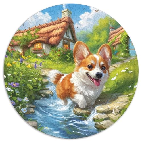 Möchte Welpe Puzzle 1000 Teile Bach Strohhaus Rundes Puzzle Für Erwachsene Pädagogisches Stressabbau-Spielzeug Für Wand Dekoration 1000pcs (67.5x67.5cm) von GXYUAOIEF