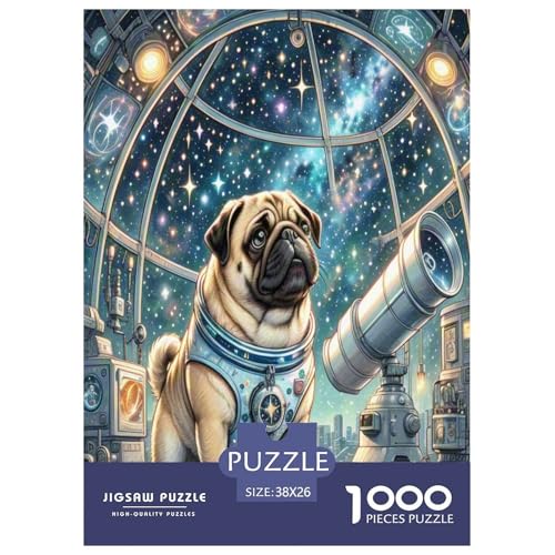 Pug Puzzle 1000-teilige Schwer Puzzle Spielzeug Lernspiel Impossible Herausforderungsspielzeug Für Erwachsene Und Kinder Ab 12 Jahren 38x26cm/1000pcs von GXYUAOIEF
