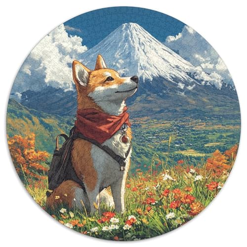 Shiba Inu Puzzle 1000 Teile Mount Fuji Tier Rundes Puzzle Für Erwachsene Pädagogisches Stressabbau-Spielzeug Für Erwachsene Und Kinder 1000pcs (67.5x67.5cm) von GXYUAOIEF