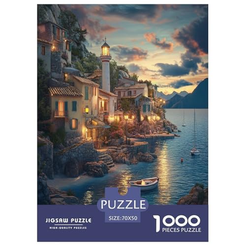 Sonnenuntergang am Hafen Puzzle 1000 Teile Schwer Puzzle Spielzeug Lernspiel Impossible Herausforderung Spielzeug Für Erwachsene Und Kinder in Bewährter 70x50cm/1000pcs von GXYUAOIEF