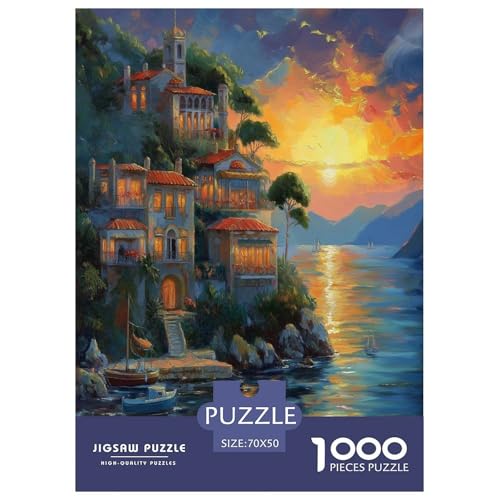 Sonnenuntergang am Hafen Puzzles 1000 Teile Schwer Puzzle Spielzeug Lernspiel Impossible Herausforderungsspielzeug Für Erwachsene Und Kinder Ab 12 Jahren 70x50cm/1000pcs von GXYUAOIEF