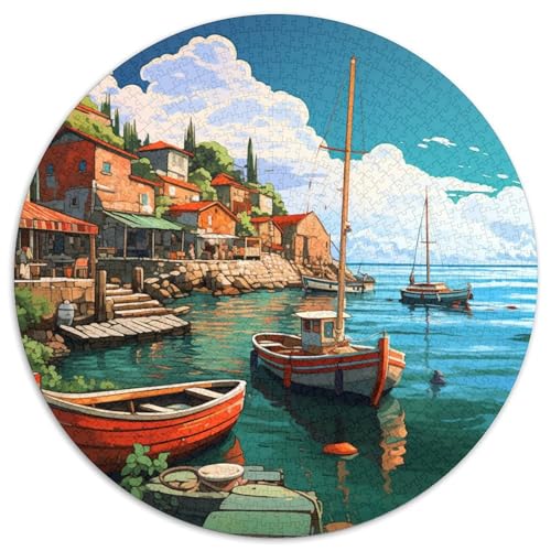 Strandort Puzzle 1000 Teile Gefäße Rundes Puzzle Für Erwachsene Anspruchsvoll Für Erwachsene Teenager 1000pcs (67.5x67.5cm) von GXYUAOIEF