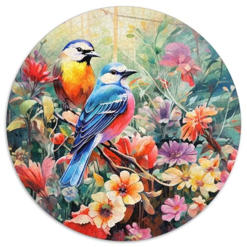 Vögel und Blumen Puzzle 1000 Teile Blütenpflanzen Rundes Puzzle Für Erwachsene Stress Abbauen Familien-Puzzlespiel Für Erwachsene Teenager 1000pcs (67.5x67.5cm) von GXYUAOIEF