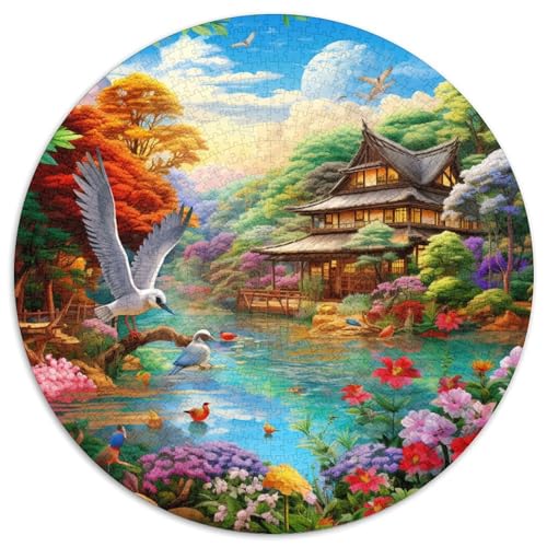 Vögel und Blumen Puzzle 1000 Teile Landschaft Rundes Puzzle Für Erwachsene Anspruchsvoll Für Wand Dekoration 1000pcs (67.5x67.5cm) von GXYUAOIEF