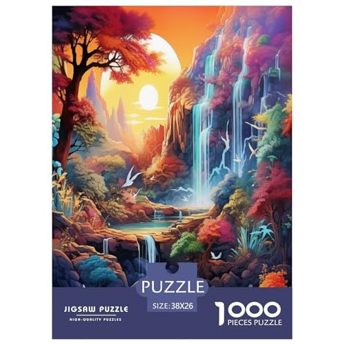Wasserfall Wunderland Puzzle 1000-teilige Schwer Puzzle Spielzeug Pädagogisches Spiel Impossible Herausforderung Spielzeug Für Erwachsene Und Kinder in Bewährter 38x26cm/1000pcs von GXYUAOIEF