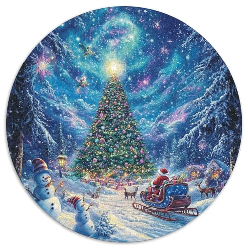 Weihnachtsbaum Puzzle 1000 Teile Sternenhimmel Schneemann Rundes Puzzle Für Erwachsene Pädagogisches Stressabbau-Spielzeug Für Wand Dekoration 1000pcs (67.5x67.5cm) von GXYUAOIEF