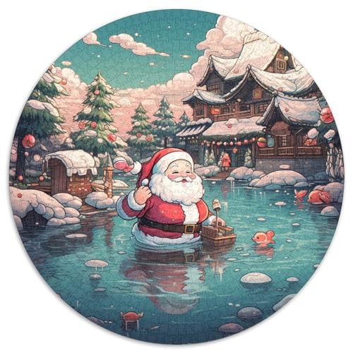 Weihnachtsmann Anime - Stil Puzzle 1000 Teile Schneeszene Rundes Puzzle Für Erwachsene Stress Abbauen Familien-Puzzlespiel Für Erwachsene 14+ 1000pcs (67.5x67.5cm) von GXYUAOIEF