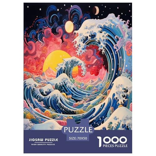 Wellen im japanischen Stil Puzzle 1000 Teile Schwer Puzzle Spielzeug Pädagogisches Spiel Impossible Herausforderungsspielzeug Für Erwachsene Und Kinder in Bewährter 70x50cm/1000pcs von GXYUAOIEF