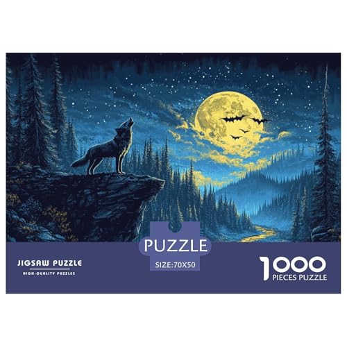 Wolf Puzzle 1000 Teile Mond Night Wald Puzzles Impossible Geschicklichkeitsspiel 100% Recycelter Pappe Für Erwachsene Und Kinder Ab 14 Jahren 70x50cm/1000pcs Wolf Puzzle 1000 Teile Mond Night Wald Puzzles Impossible Geschicklichkeitsspiel 100% Recycelter Pappe Für Erwachsene Und Kinder Ab 14 Jahren 70x50cm/1000pcs von GXYUAOIEF