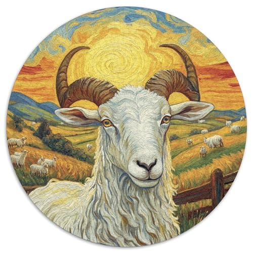 Ziege Puzzle 1000 Teile Wiese Schafherden Rundes Puzzle Für Erwachsene Anspruchsvoll Für Erwachsene Teenager 1000pcs (67.5x67.5cm) von GXYUAOIEF