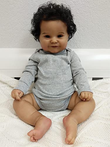 GYCV Lebensechte Reborn-Babypuppen, schwarz, 50,8 cm, weicher Körper, realistische dunkle Haut, Neugeborenenes, Mädchen, Babypuppe, bewegliche Gliedmaßen, echtes Leben, Silikon, Vinyl, Babypuppen GYCV Lebensechte Reborn-Babypuppen, schwarz, 50,8 cm, weicher Körper, realistische dunkle Haut, Neugeborenenes, Mädchen, Babypuppe, bewegliche Gliedmaßen, echtes Leben, Silikon, Vinyl, Babypuppen von GYCV